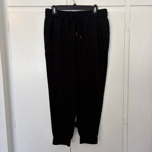 Anne Taylor Black Silky Jogger Pants with Pockets